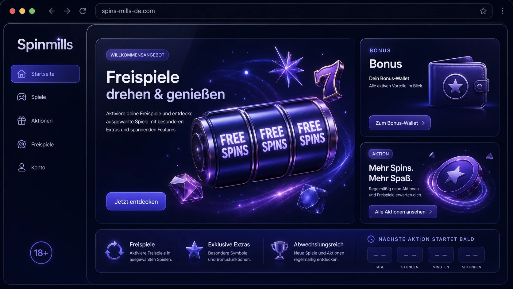 Spinmills Bonus und Freispiele